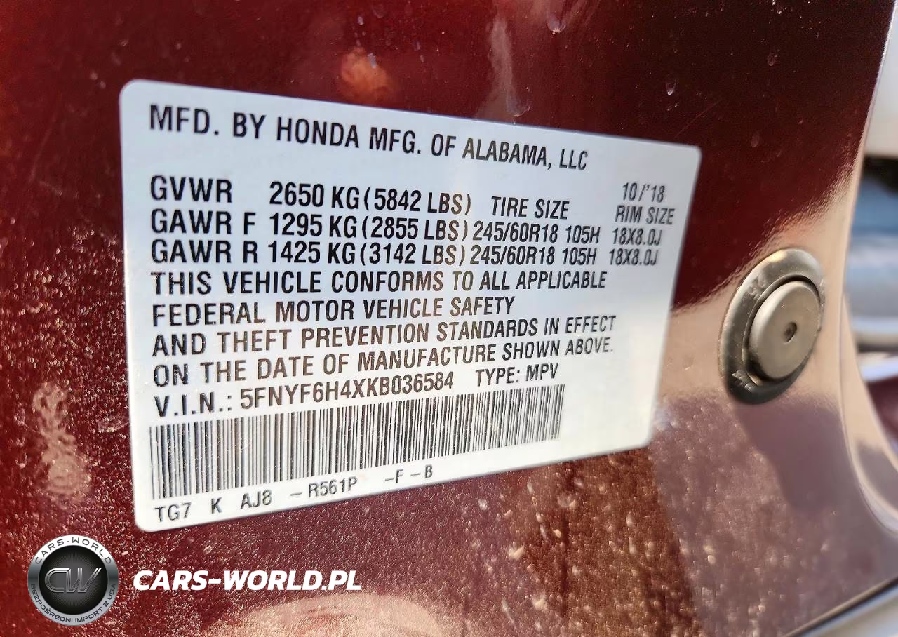 2019 Honda Pilot Exl VIN:5FNYF6H4XKB036584 - 12