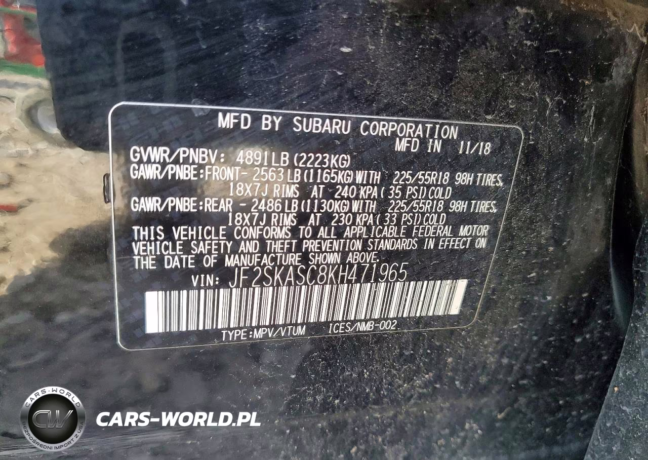 2019 Subaru Forester Limited VIN:JF2SKASC8KH471965 - 12