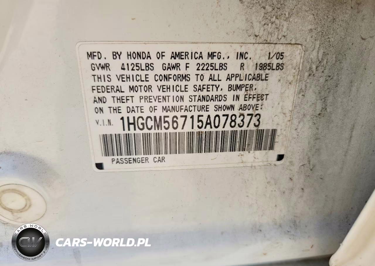 2005 Honda Accord Ex VIN:1HGCM56715A078373 - 13