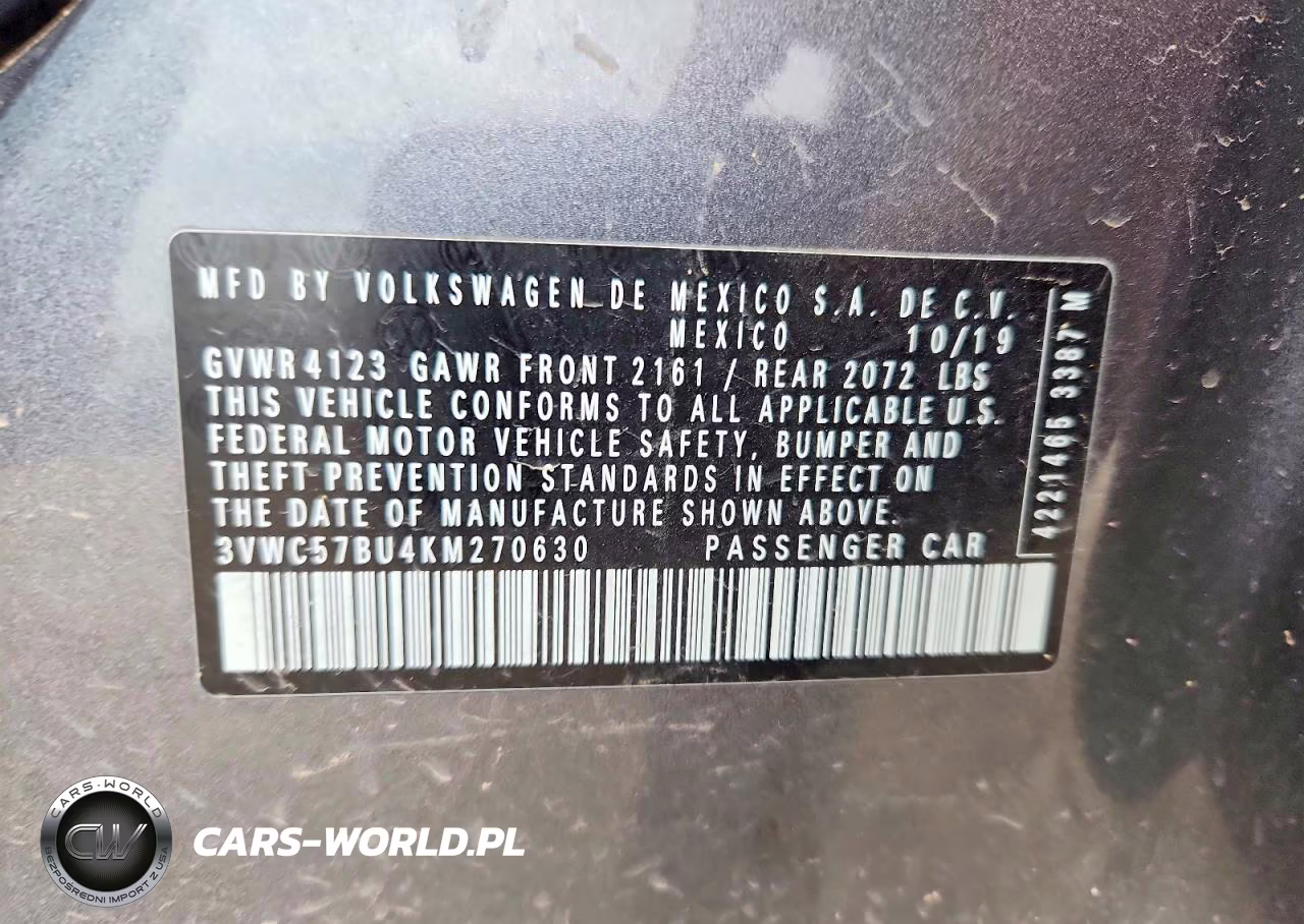 2019 Volkswagen Jetta S VIN:3VWC57BU4KM270630 - 12