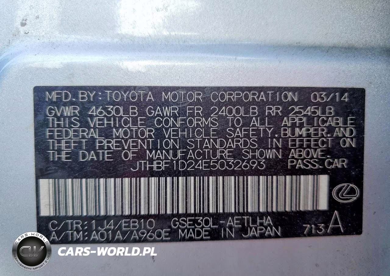 2014 Lexus Is 250 VIN:JTHBF1D24E5032693 - 12