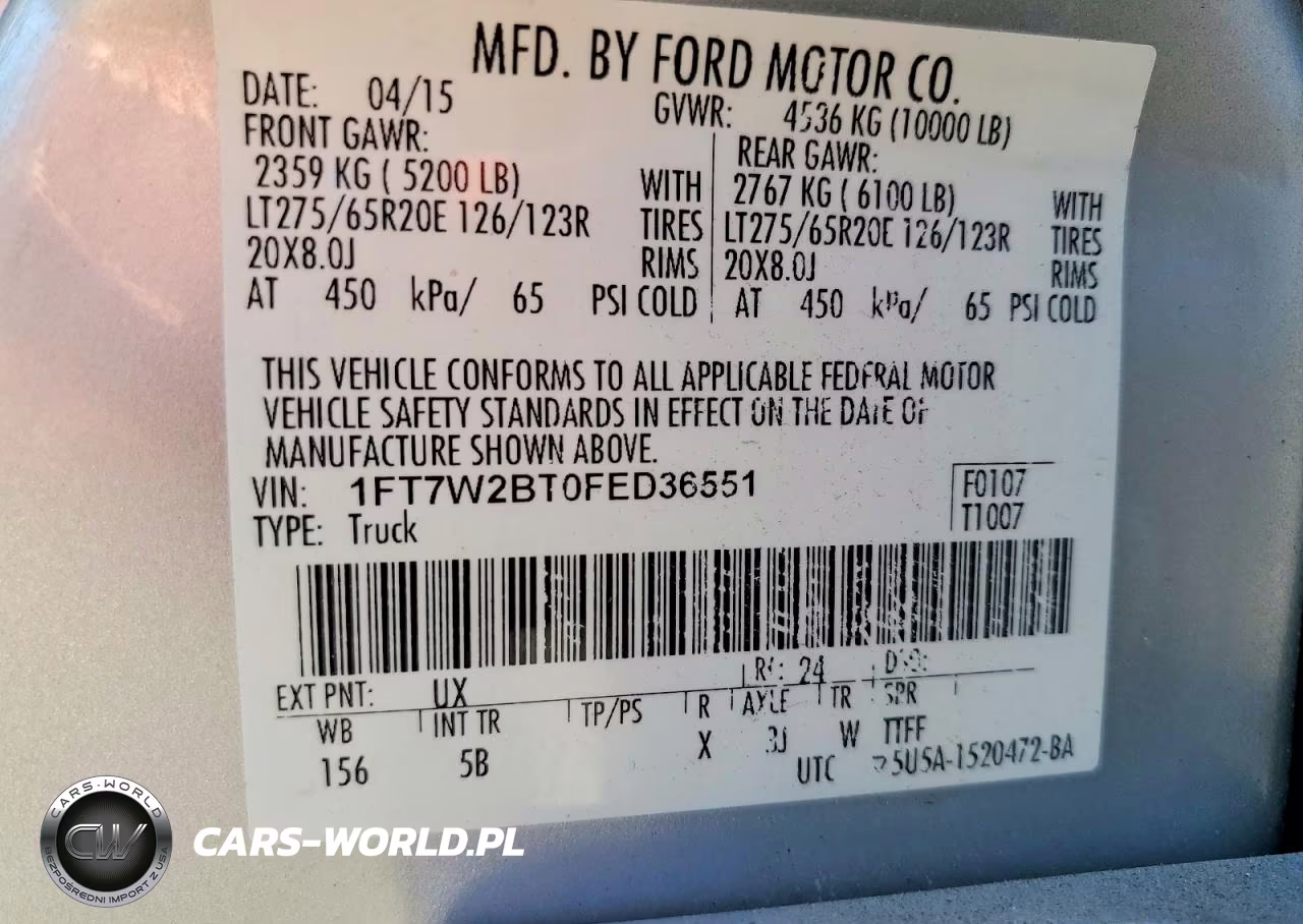 2015 Ford F250 Super Duty VIN:1FT7W2BT0FED36551 - 12