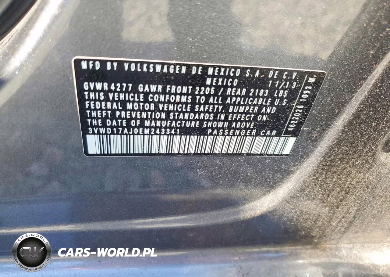 2014 Volkswagen Jetta Se VIN:3VWD17AJ0EM243341 - 12