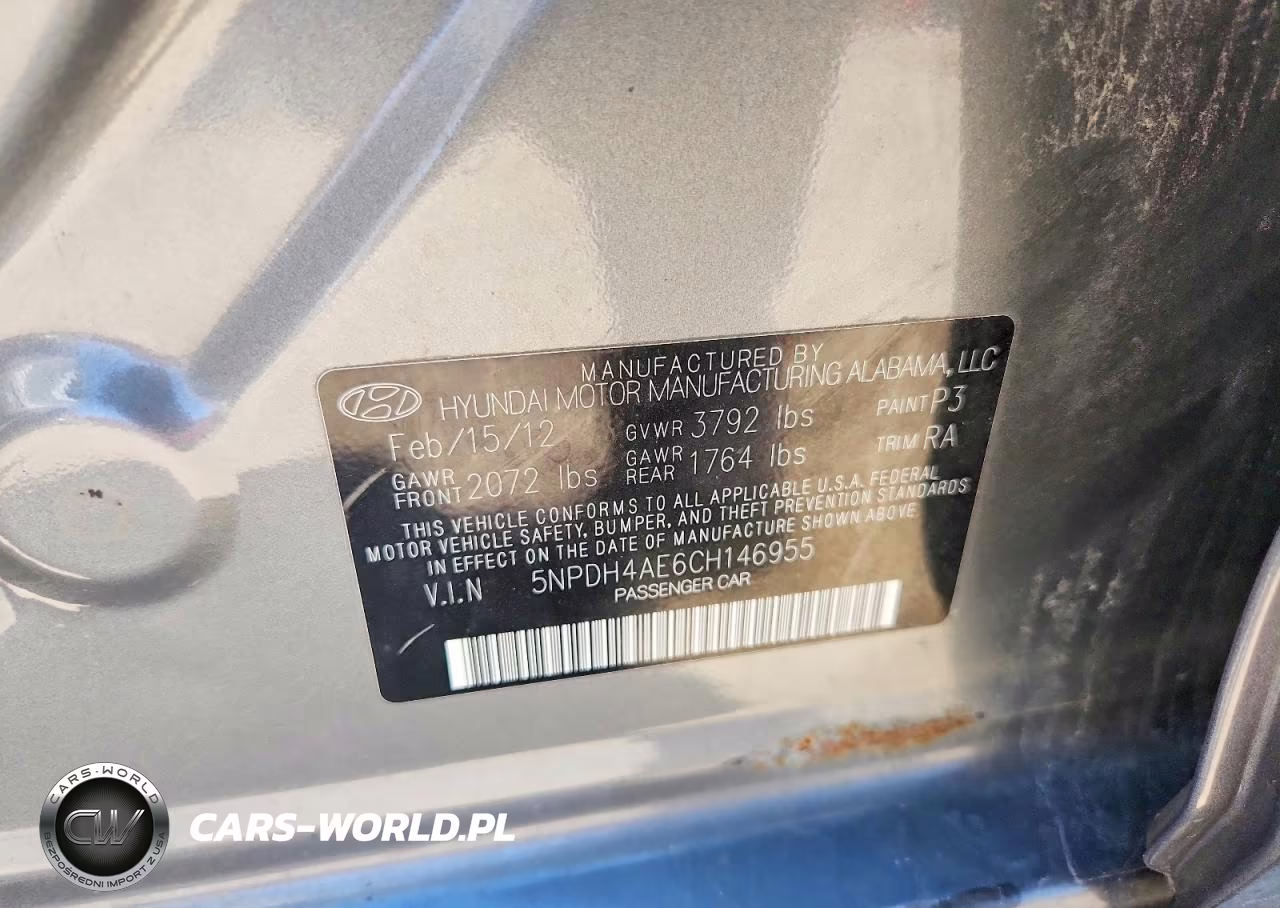 2012 Hyundai Elantra Limited VIN:5NPDH4AE6CH146955 - 12