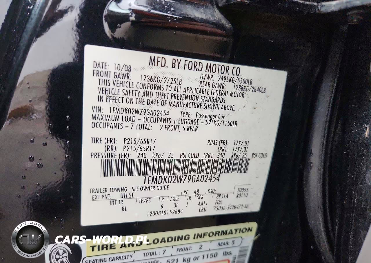2009 Ford Taurus X Sel VIN:1FMDK02W79GA02454 - 12