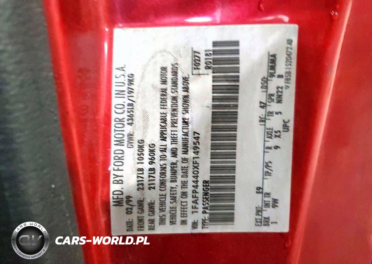 1999 Ford Mustang VIN:1FAFP4440XF149547 - 12