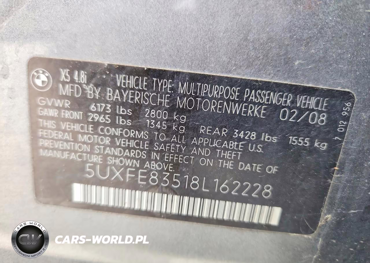 2008 BMW X5 4.8I VIN:5UXFE83518L162228 - 13