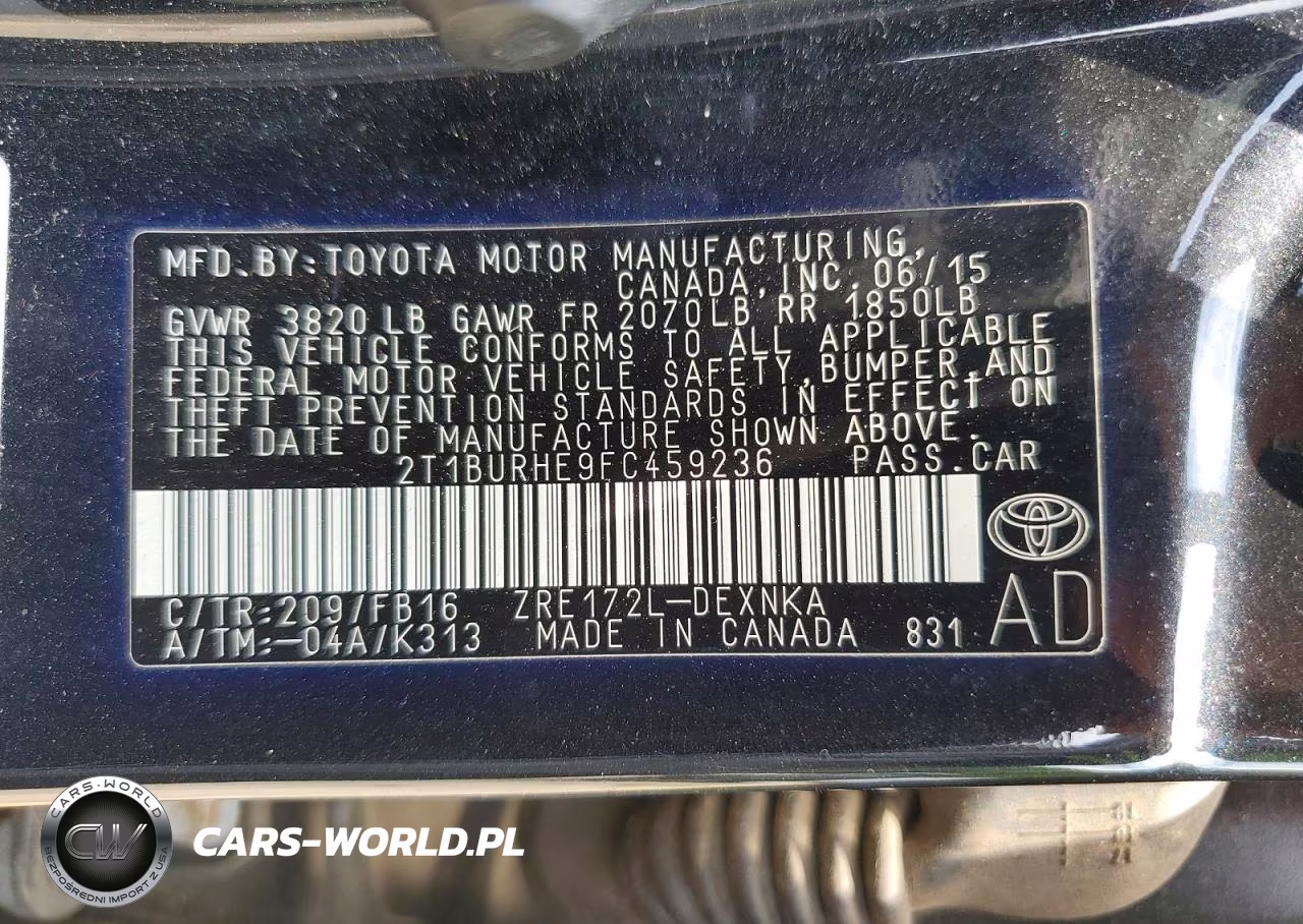 2015 Toyota Corolla Le VIN:2T1BURHE9FC459236 - 13