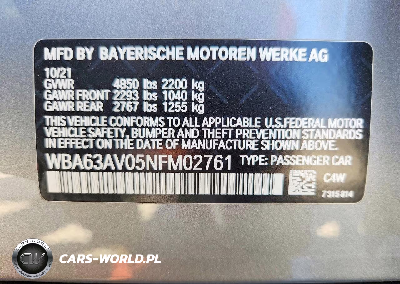 2022 BMW 430I Gran Coupe VIN:WBA63AV05NFM02761 - 13