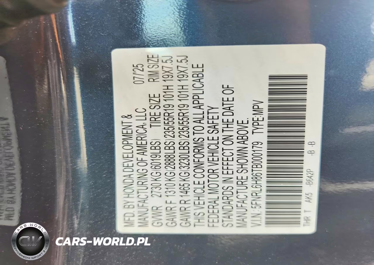 2026 Honda Odyssey Touring VIN:5FNRL6H86TB000179 - 14