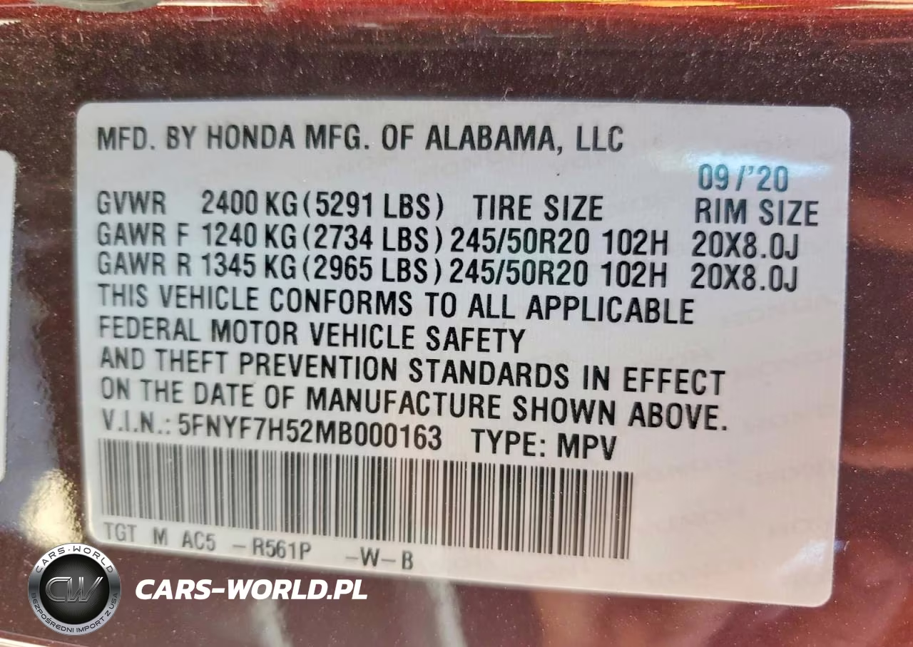 2021 Honda Passport Exl VIN:5FNYF7H52MB000163 - 13