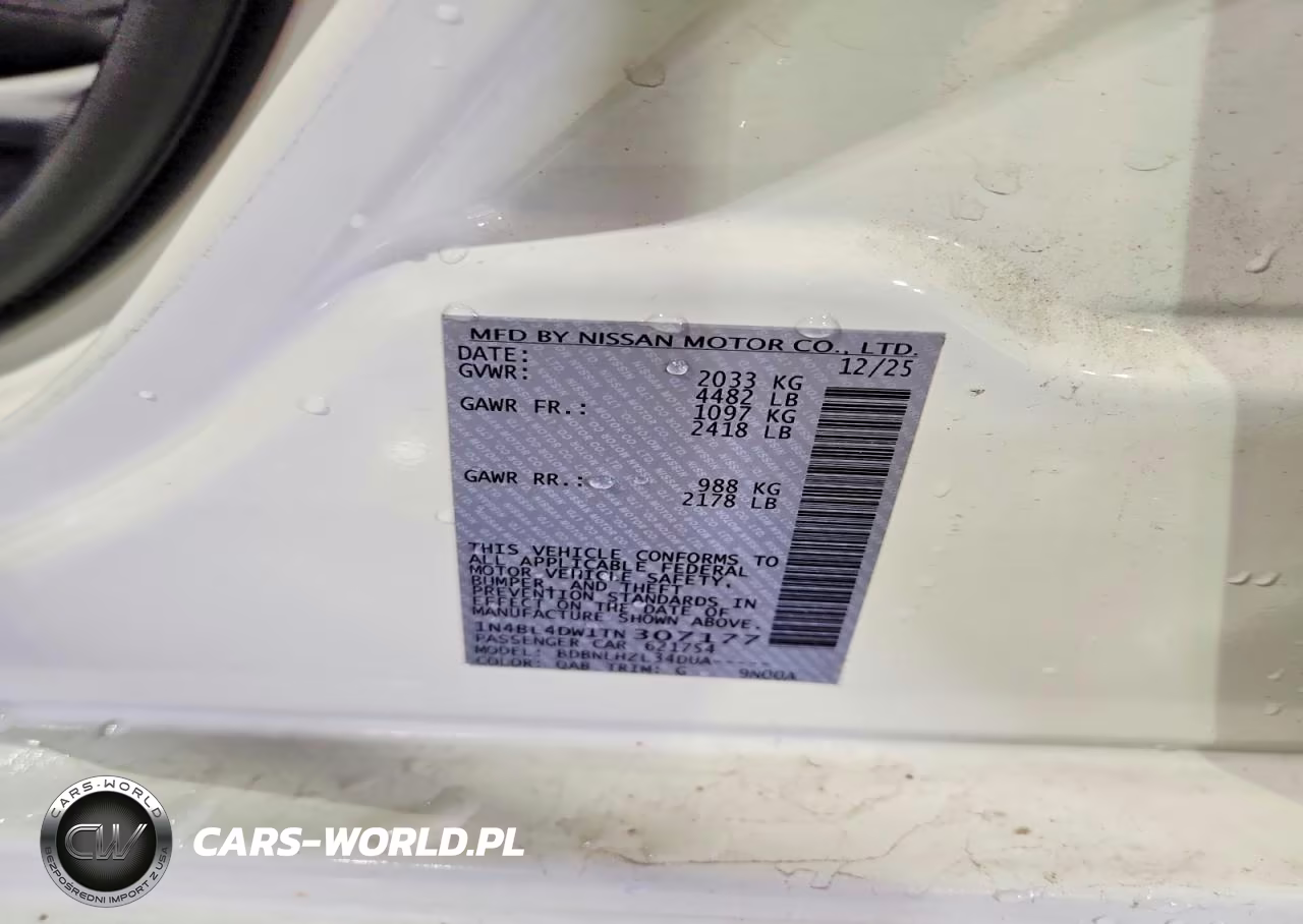 2026 Nissan Altima Sv VIN:1N4BL4DW1TN307177 - 12