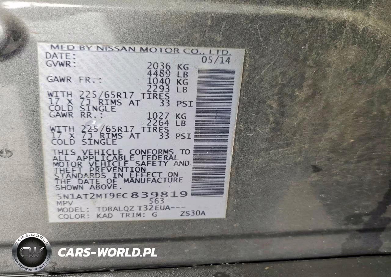 2014 Nissan Rogue Sv VIN:5N1AT2MT9EC839819 - 13