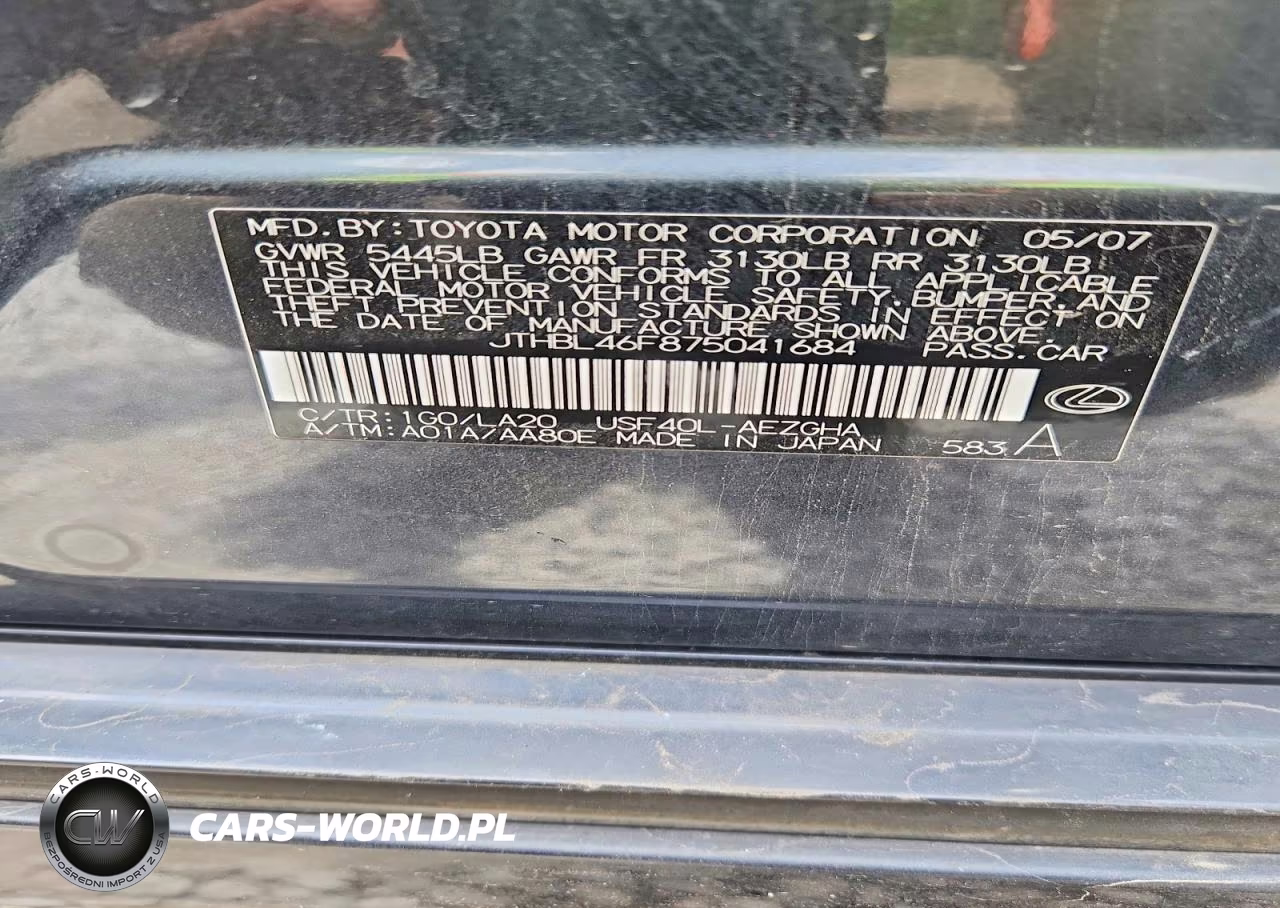 2007 Lexus Ls 460 VIN:JTHBL46F875041684 - 13