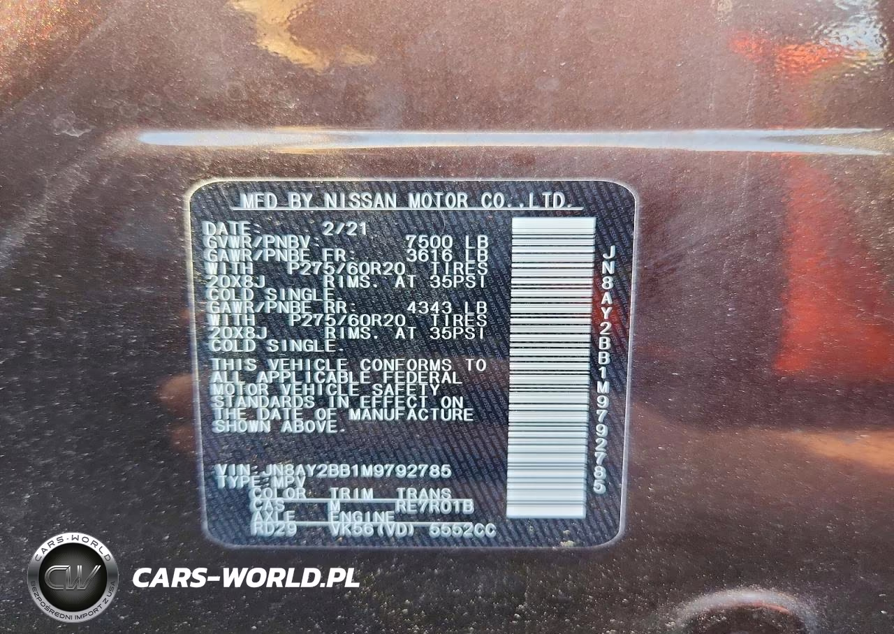 2021 Nissan Armada Sl VIN:JN8AY2BB1M9792785 - 13