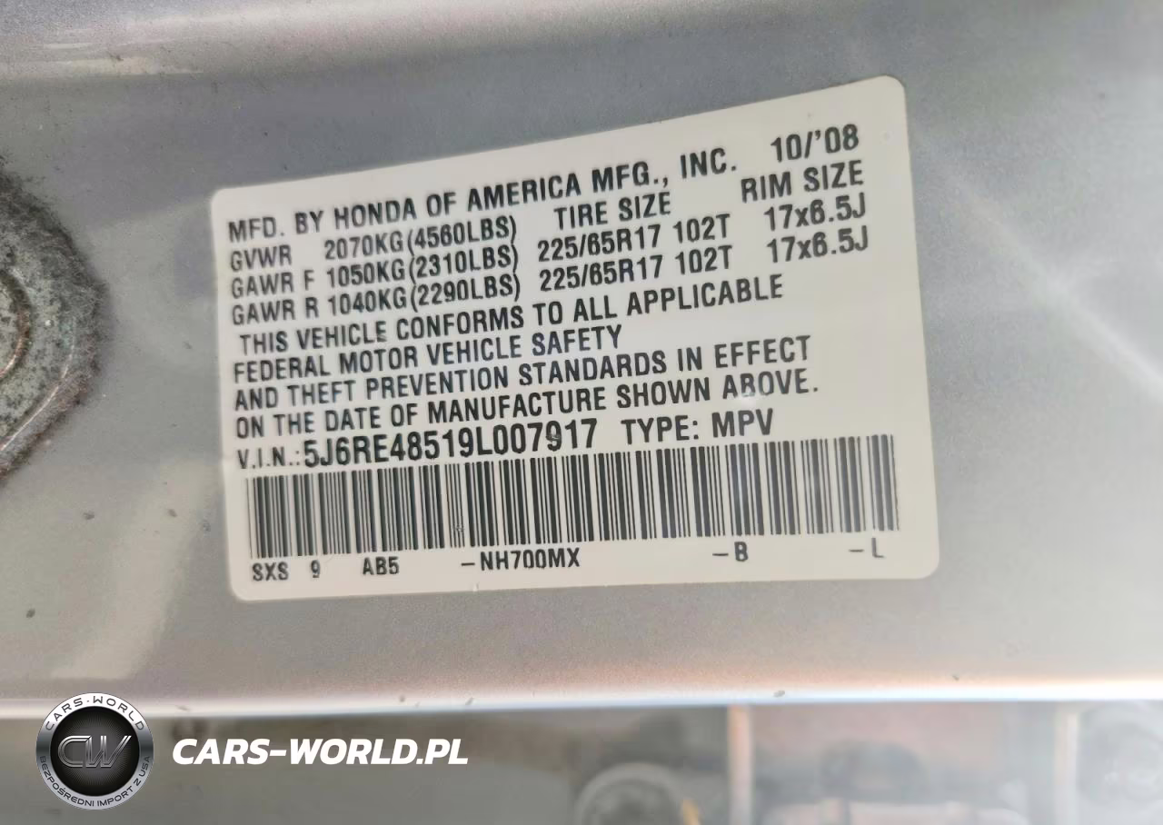 2009 Honda Cr-V Ex VIN:5J6RE48519L007917 - 13