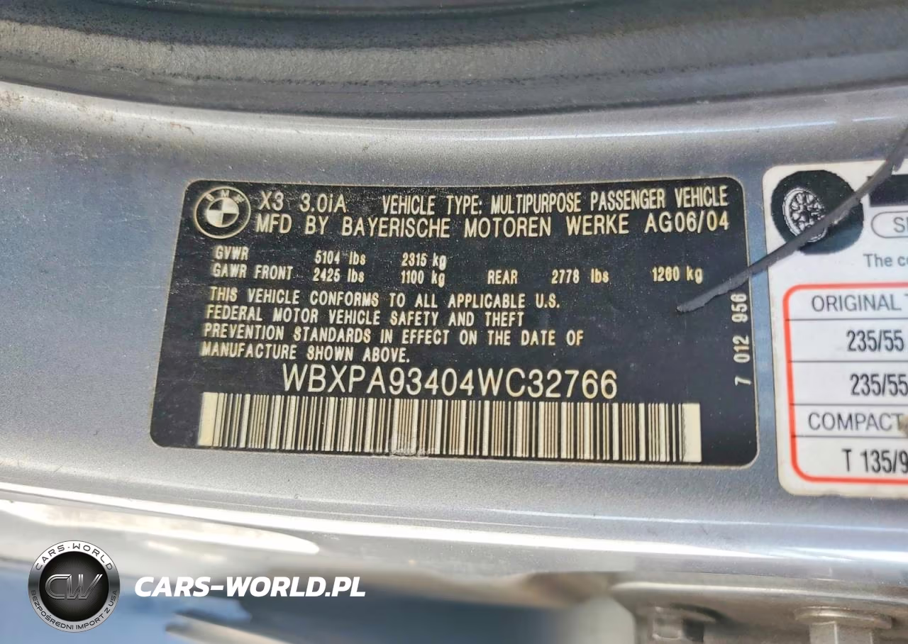 2004 BMW X3 3.0I VIN:WBXPA93404WC32766 - 14