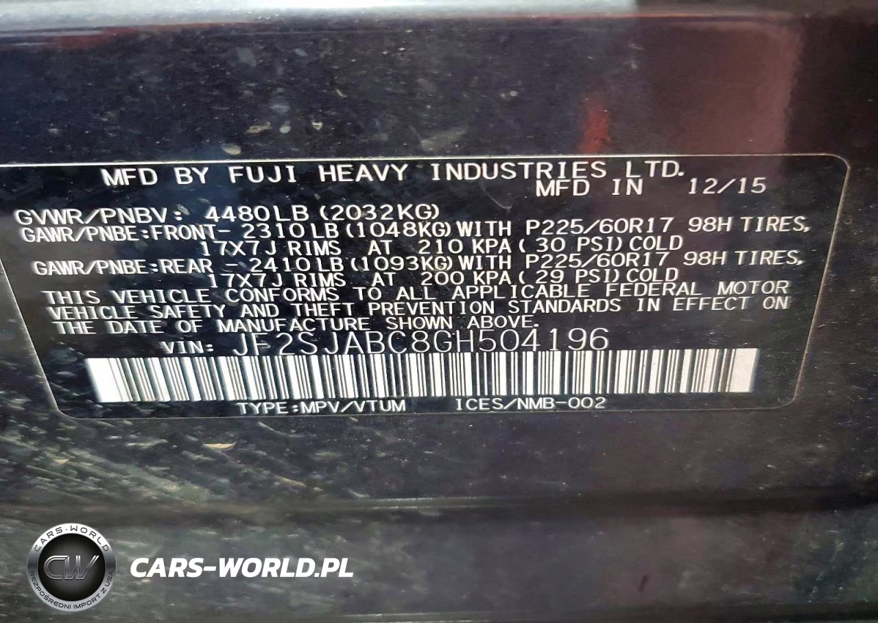 2016 Subaru Forester 2.5I VIN:JF2SJABC8GH504196 - 13