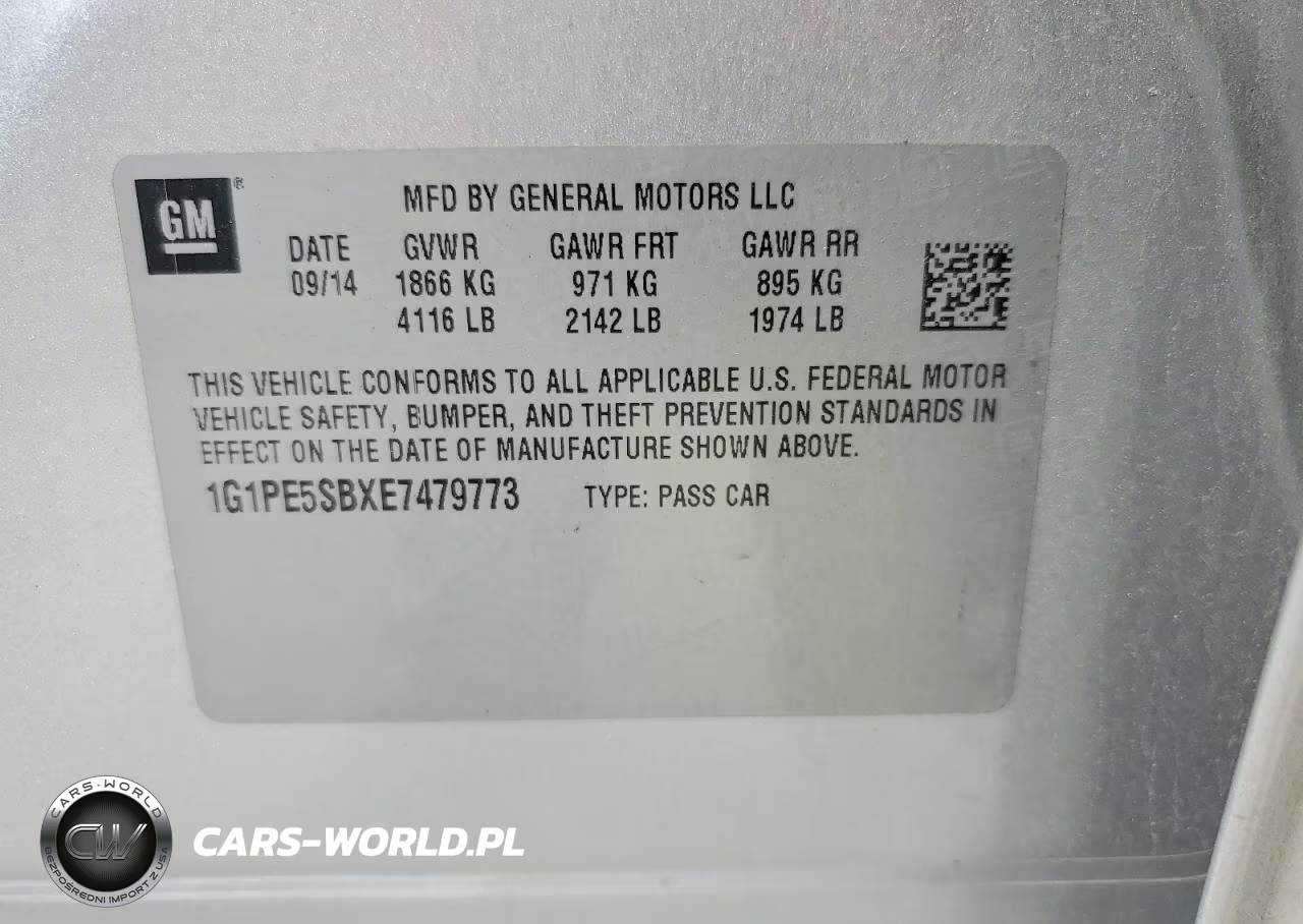 2014 Chevrolet Cruze Lt VIN:1G1PE5SBXE7479773 - 12