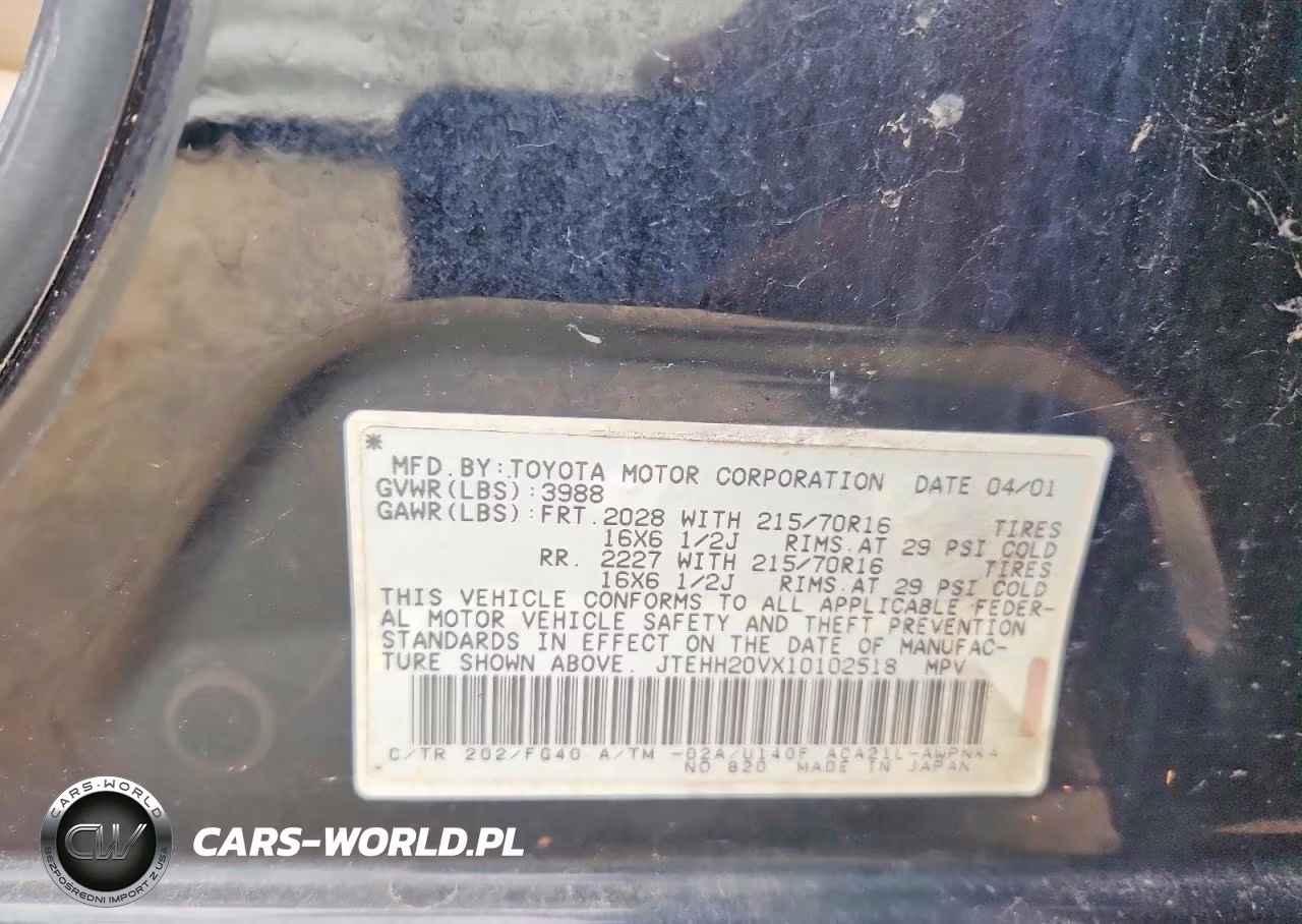 2001 Toyota Rav4 Base VIN:JTEHH20VX10102518 - 12