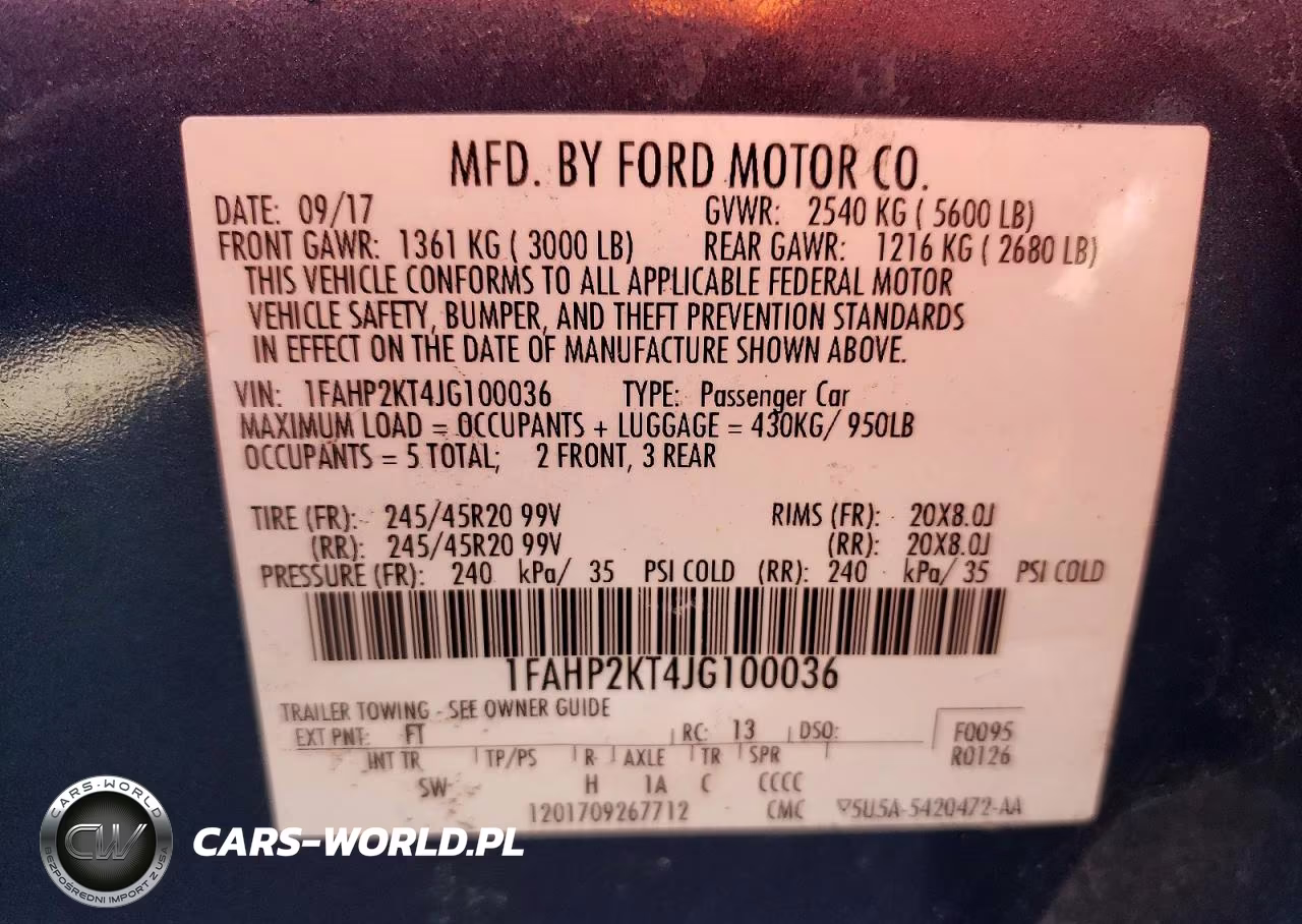 2018 Ford Taurus Sho VIN:1FAHP2KT4JG100036 - 13