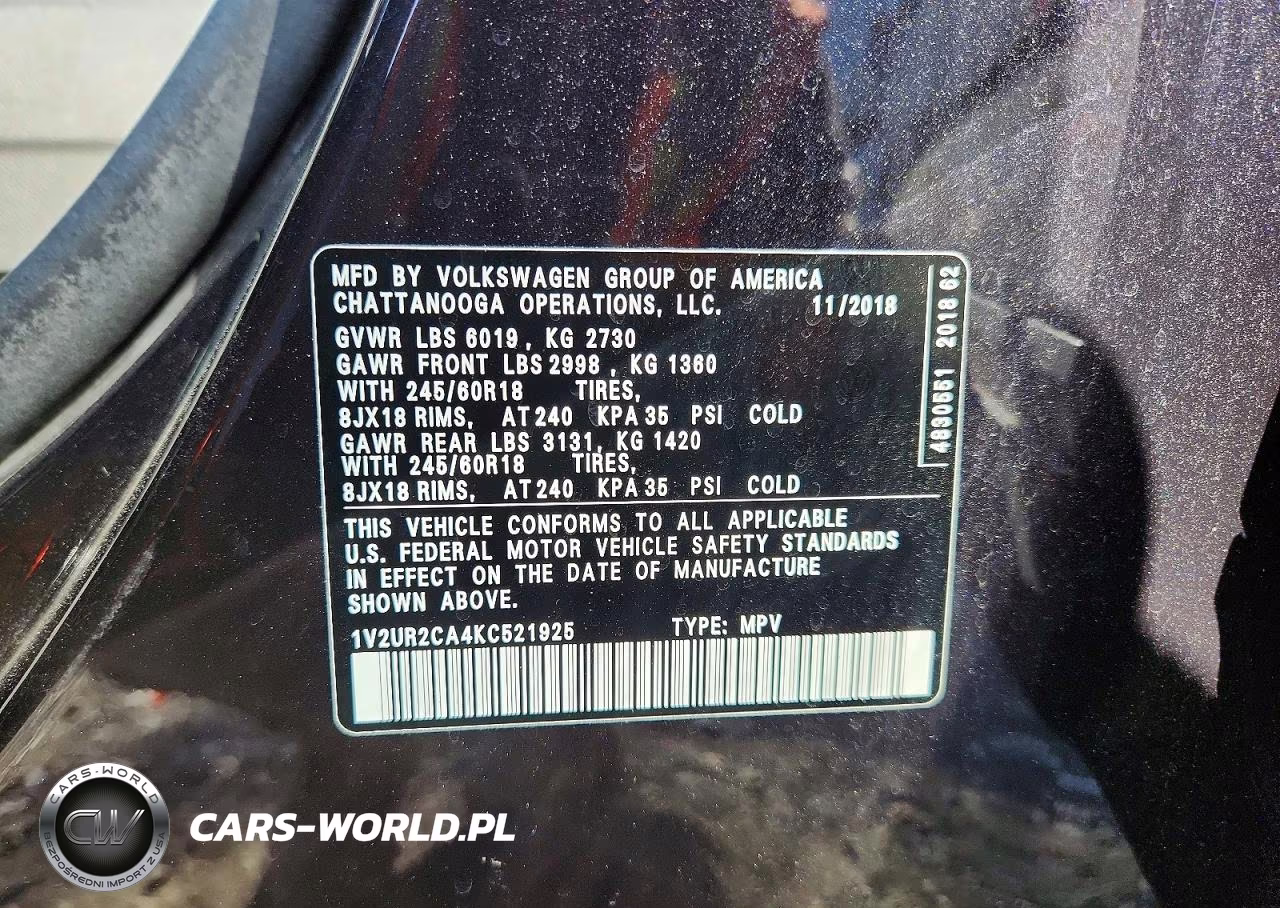 2019 Volkswagen Atlas Se VIN:1V2UR2CA4KC521925 - 13