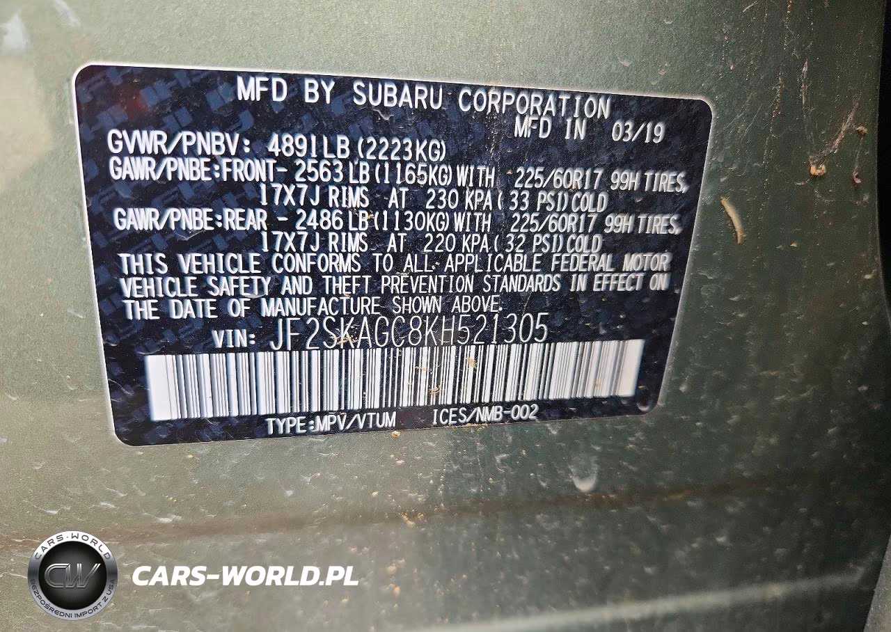 2019 Subaru Forester Premium VIN:JF2SKAGC8KH521305 - 14
