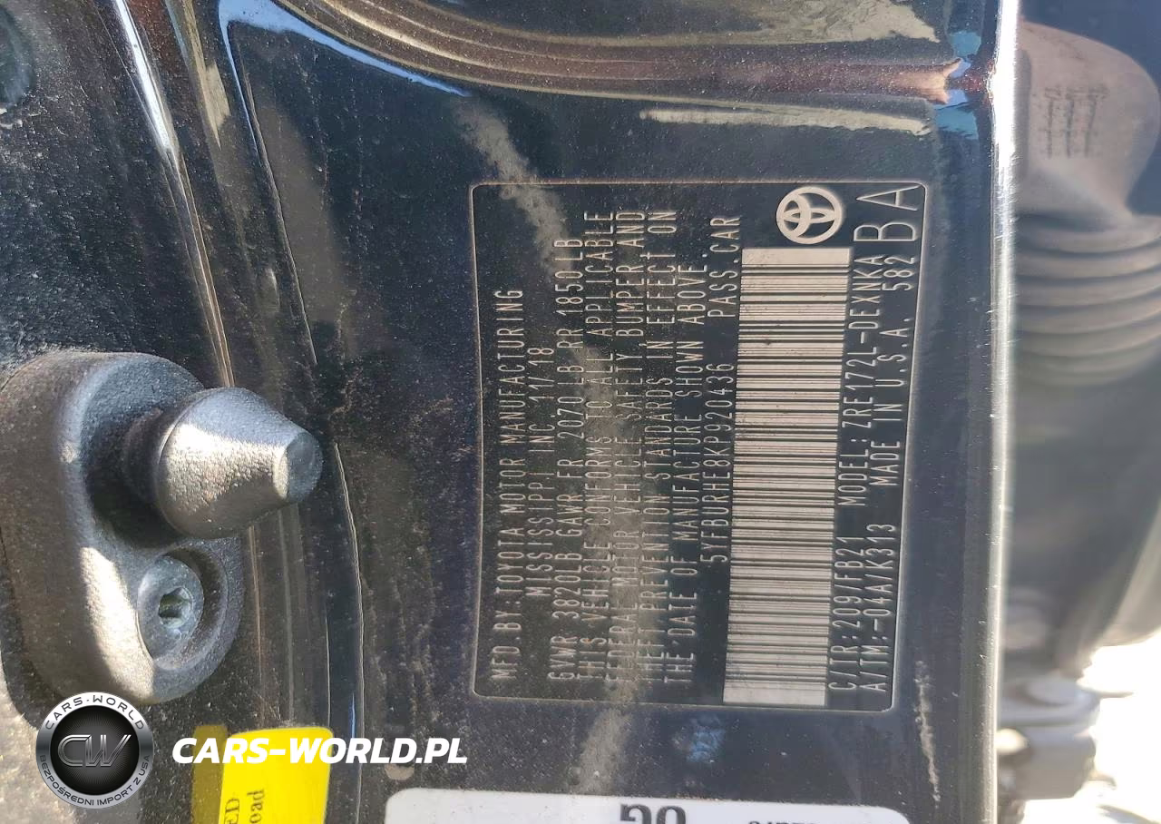 2019 Toyota Corolla Le VIN:5YFBURHE8KP920436 - 12