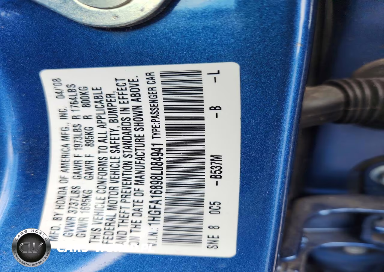 2008 Honda Civic Ex VIN:1HGFA16898L084941 - 12