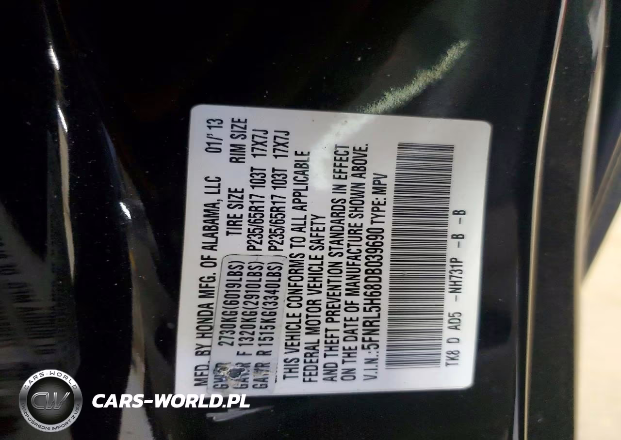 2013 Honda Odyssey Exl VIN:5FNRL5H68DB039690 - 13