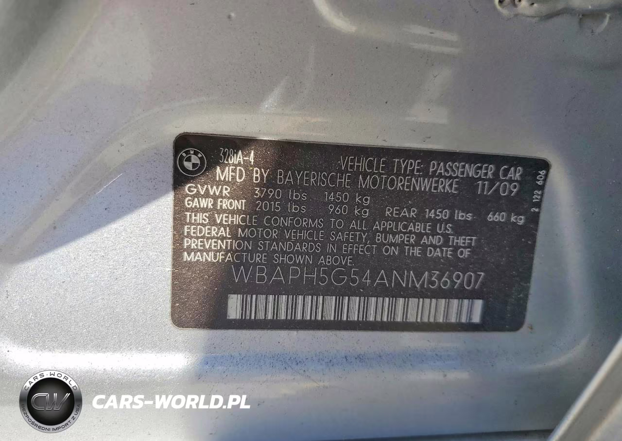 2010 BMW 328 I Sulev VIN:WBAPH5G54ANM36907 - 12