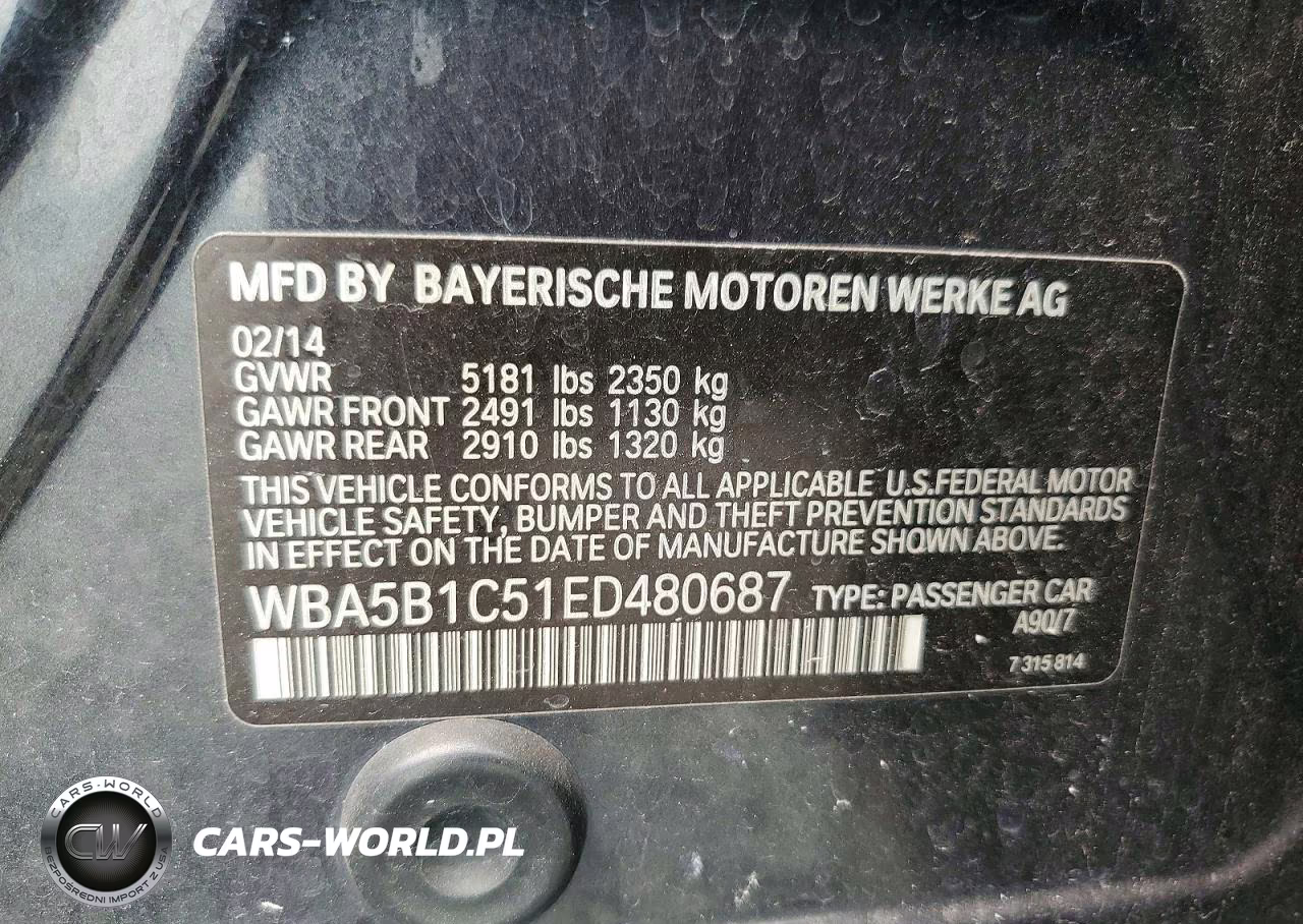 2014 BMW 535 I VIN:WBA5B1C51ED480687 - 12