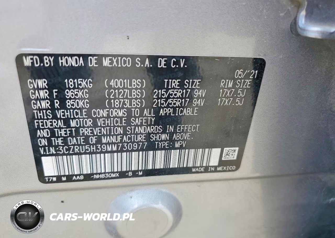 2021 Honda Hr-V Lx VIN:3CZRU5H39MM730977 - 13