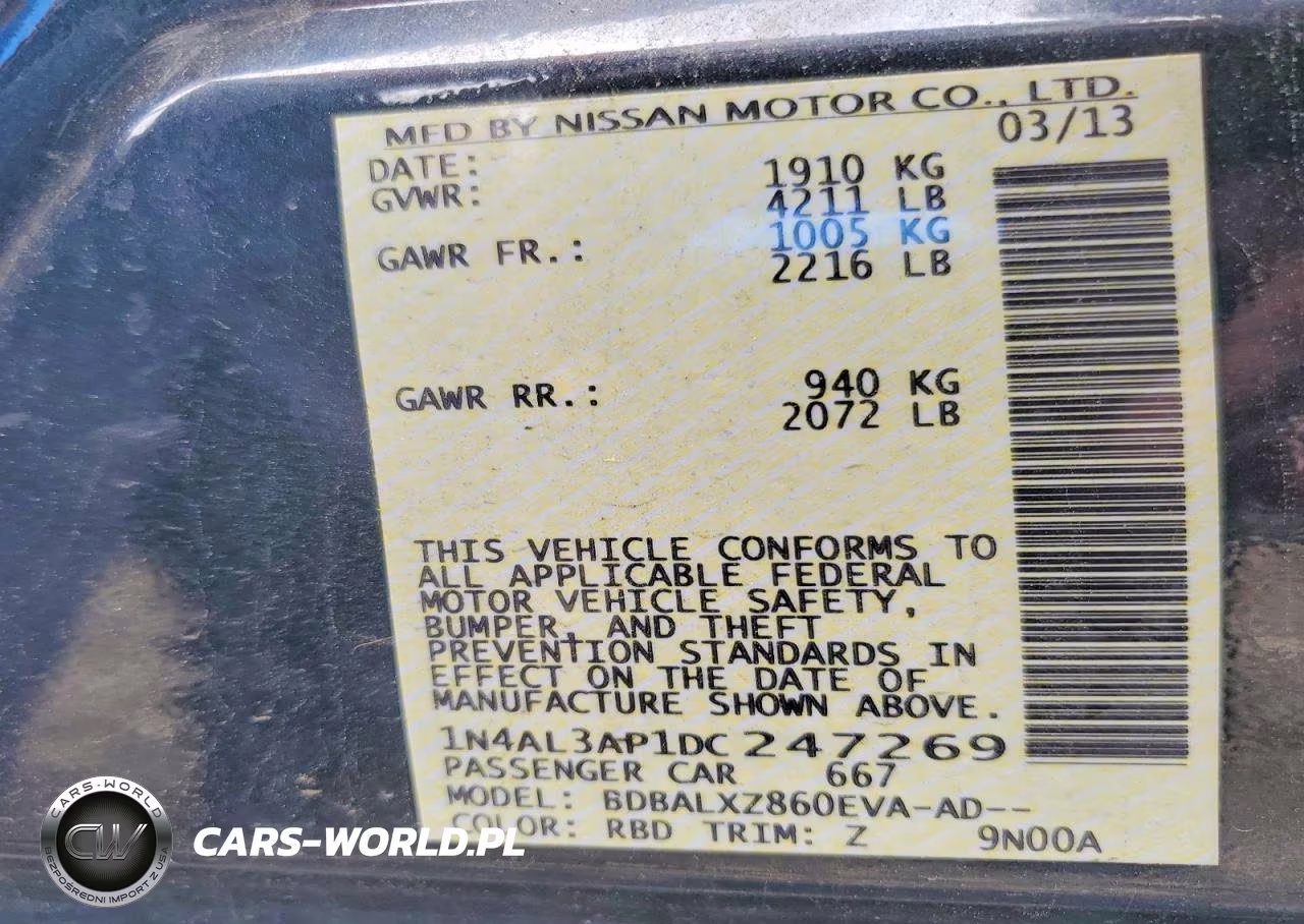 2013 Nissan Altima 2.5 Sl VIN:1N4AL3AP1DC247269 - 12