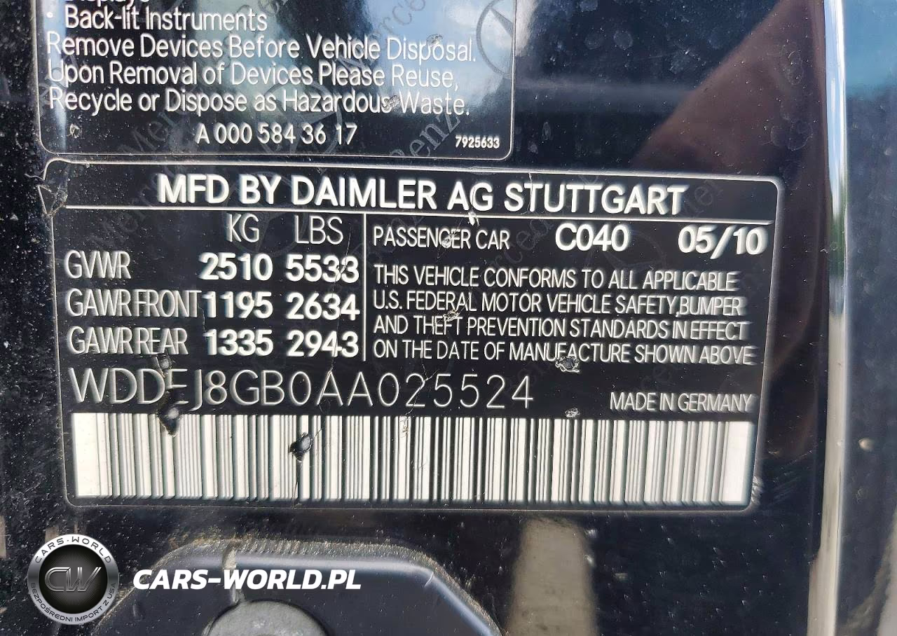 2010 Mercedes-Benz Cl 550 4Matic VIN:WDDEJ8GB0AA025524 - 13