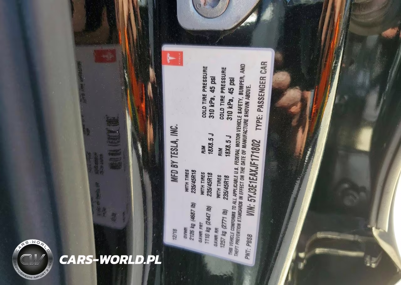 2018 Tesla Model 3 VIN:5YJ3E1EAXJF171802 - 13
