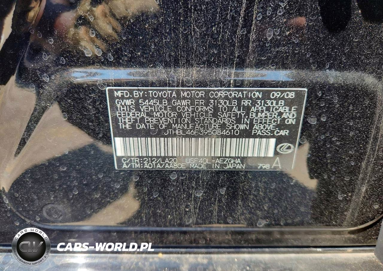2009 Lexus Ls 460 VIN:JTHBL46F395084610 - 12
