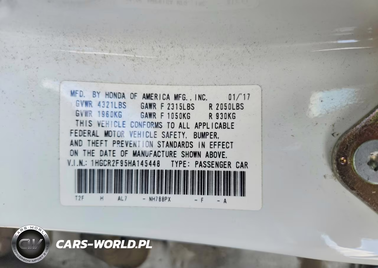 2017 Honda Accord Exl VIN:1HGCR2F95HA145448 - 12