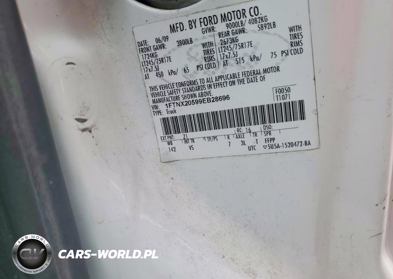 2009 Ford F250 Super Duty VIN:1FTNX20599EB28696 - 12