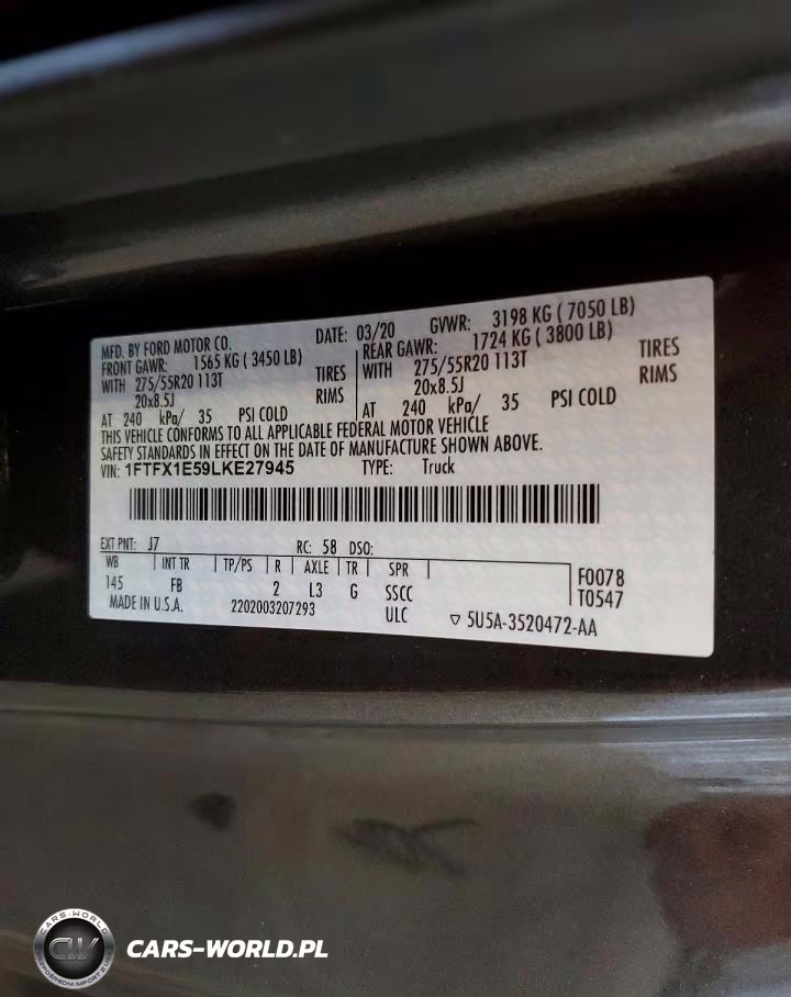 2020 Ford F150 Super Cab VIN:1FTFX1E59LKE27945 - 12