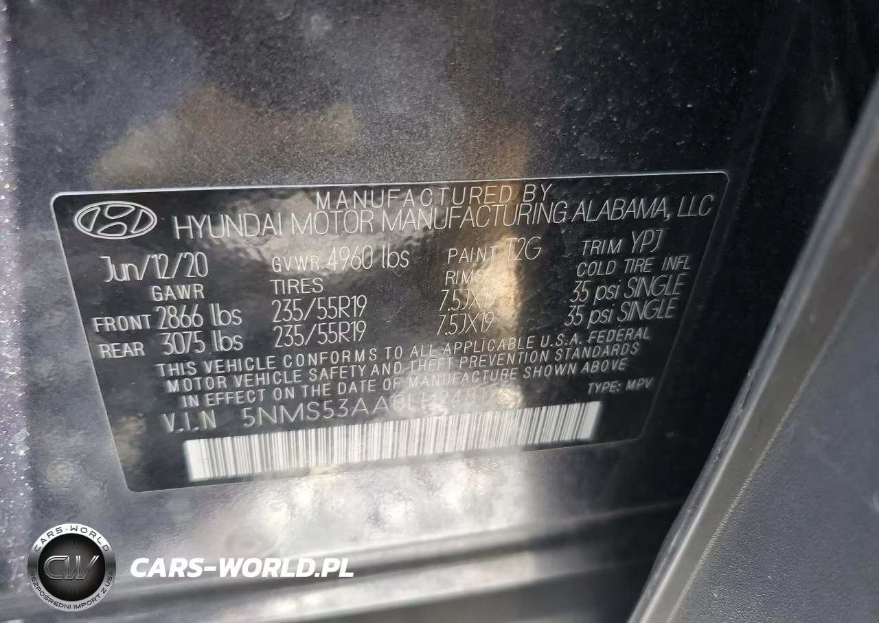 2020 Hyundai Santa Fe Limited 2.0T VIN:5NMS53AA0LH248126 - 13
