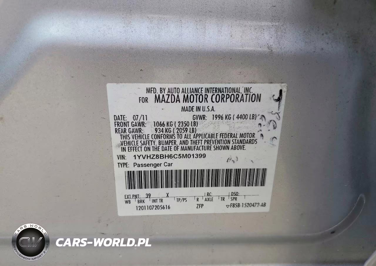 2012 Mazda 6 VIN:1YVHZ8BH6C5M01399 - 12