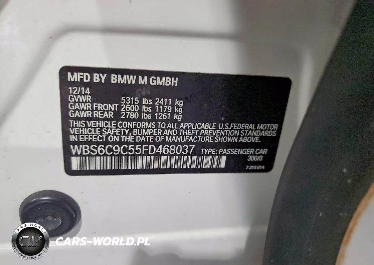 2015 BMW M6 Gran Coupe VIN:WBS6C9C55FD468037 - 12