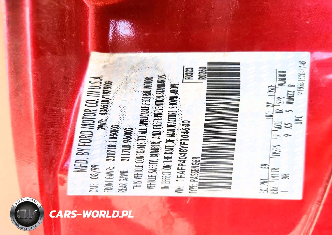 2000 Ford Mustang VIN:1FAFP4048YF104640 - 12