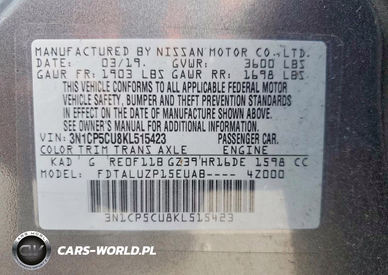 2019 Nissan Kicks Sr VIN:3N1CP5CU8KL515423 - 13