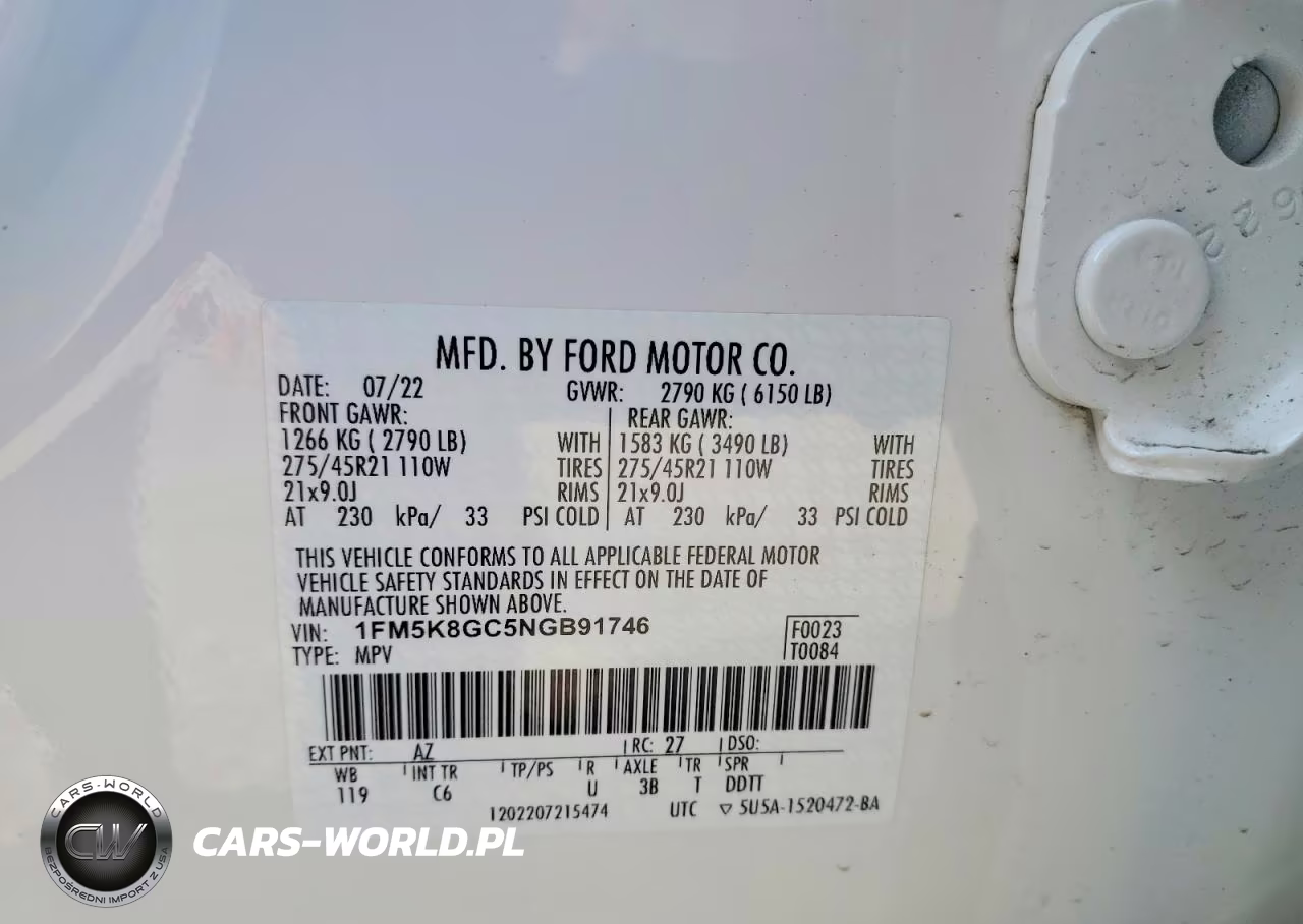 2022 Ford Explorer St VIN:1FM5K8GC5NGB91746 - 13
