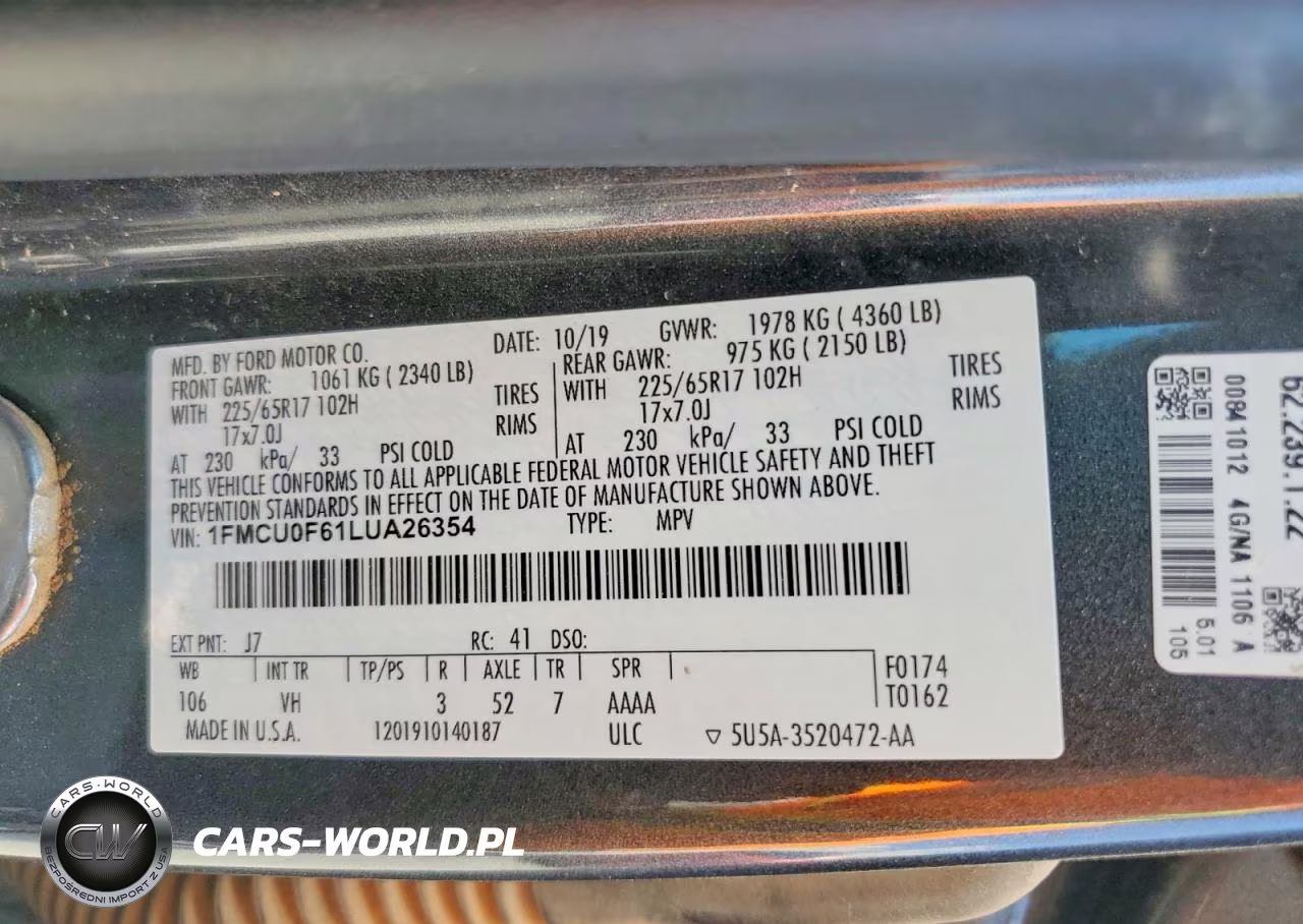 2020 Ford Escape S VIN:1FMCU0F61LUA26354 - 12