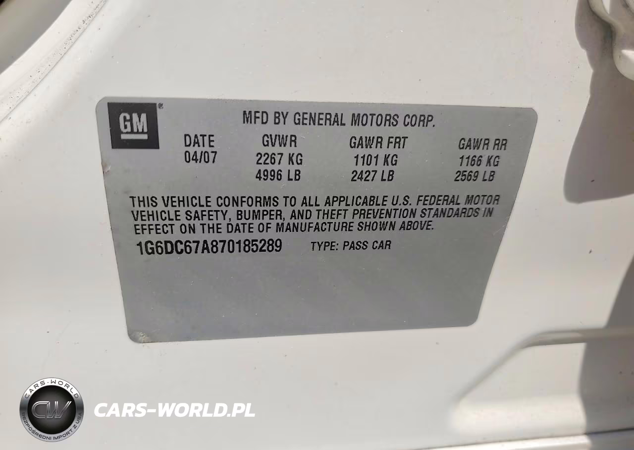 2007 Cadi Sts VIN:1G6DC67A870185289 - 13