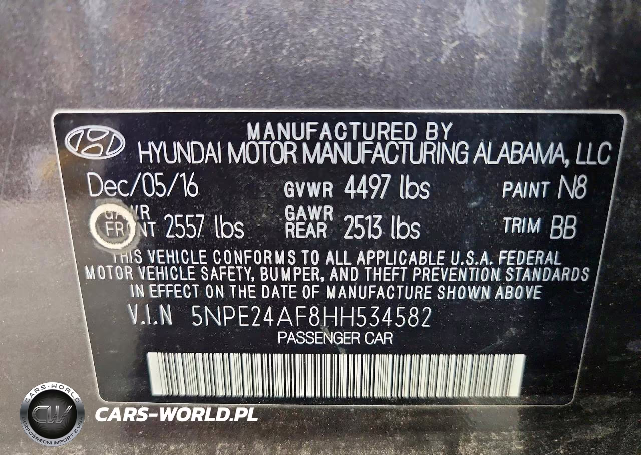 2017 Hyundai Sonata Se VIN:5NPE24AF8HH534582 - 13