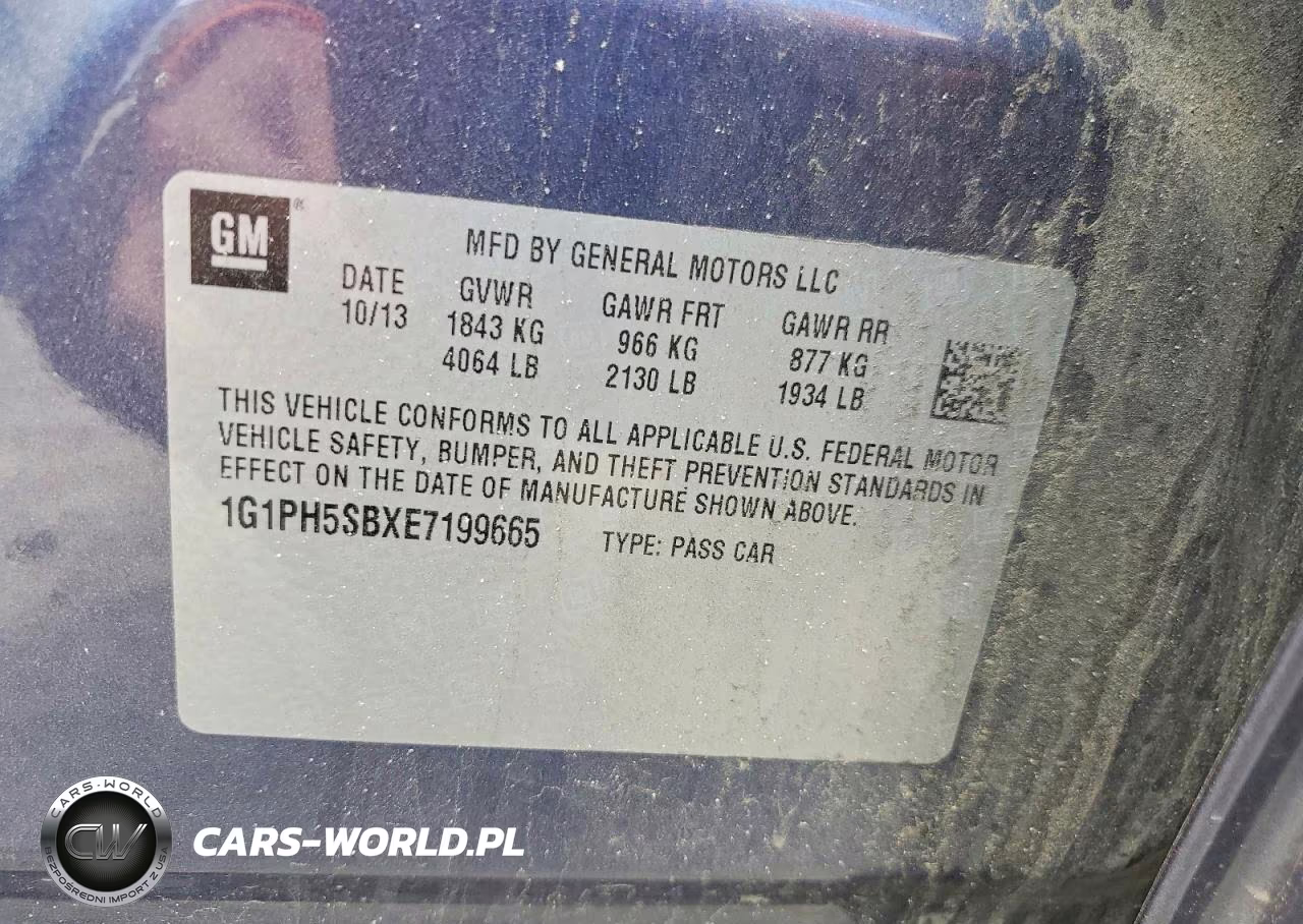 2014 Chevrolet Cruze Eco VIN:1G1PH5SBXE7199665 - 13